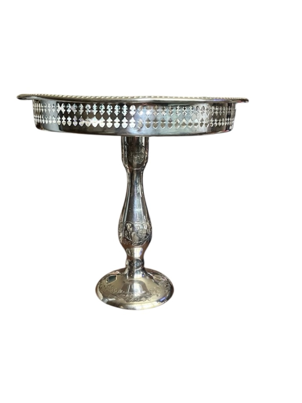 Rare VTG MCM 9.5" Tall Gorham Newport Silverplate Pedestal Cake Stand (YB165)